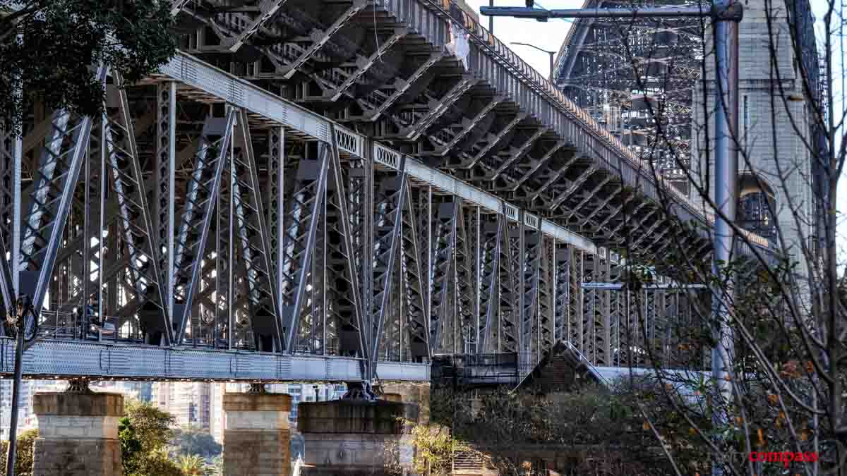 Sydney Harbour Bridge's structure from below Sydney Harbour Bridge's structure from below